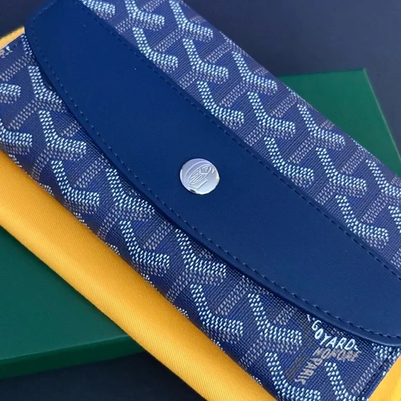 Fashion Blue Long Wallet Trifold Snap Closure - Picture 3 of 16